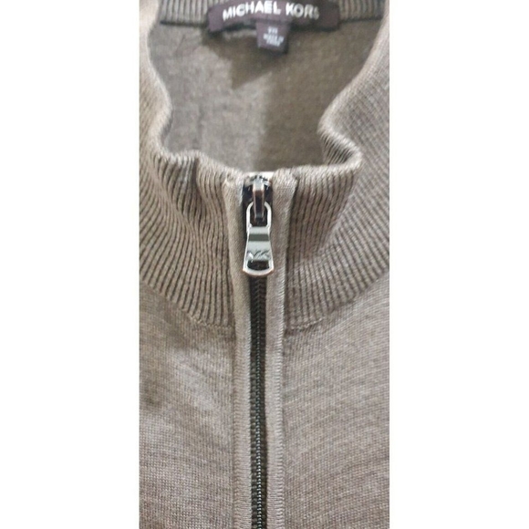 Michael Kors Mens 100% Merino Wool Baseball Jacket Brown Size 2XL - Picture 6 of 11